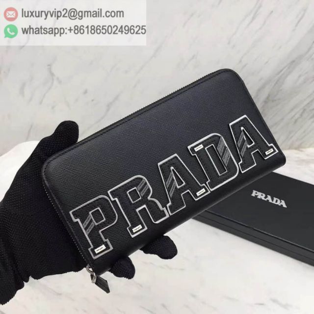 PRADA LOGO Leather Zip 2ML317 Men Wallets