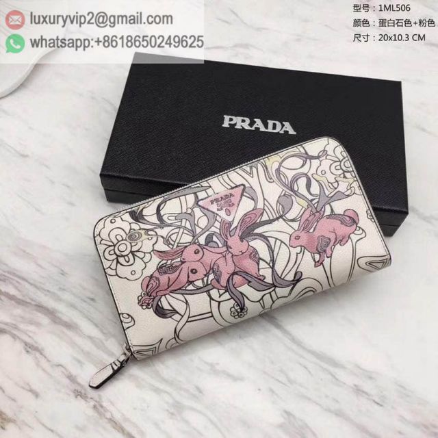 PRADA 2018 Pink Print Zip Women Wallets