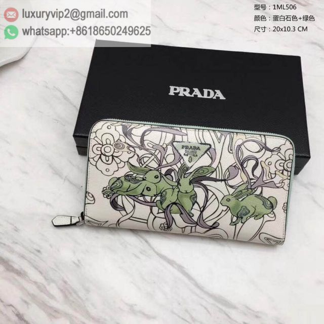 PRADA Print Leather Zip 1ML506 Women Wallets