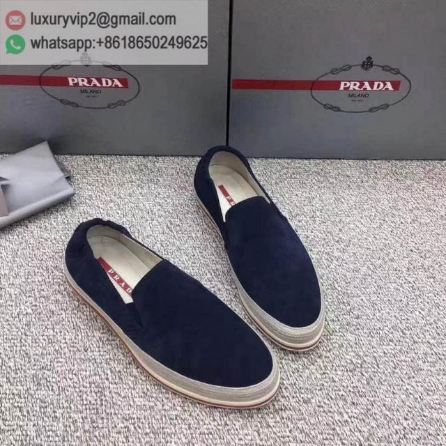 PRADA Blue Men Leather Shoes