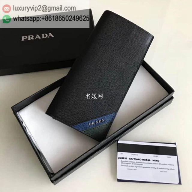 PRADA Blue Green Mixed 2M0836 Men Wallets