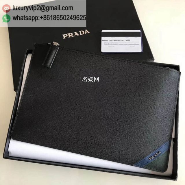 PRADA Blue Green Mixed 2NG005 Men Clutch Bags