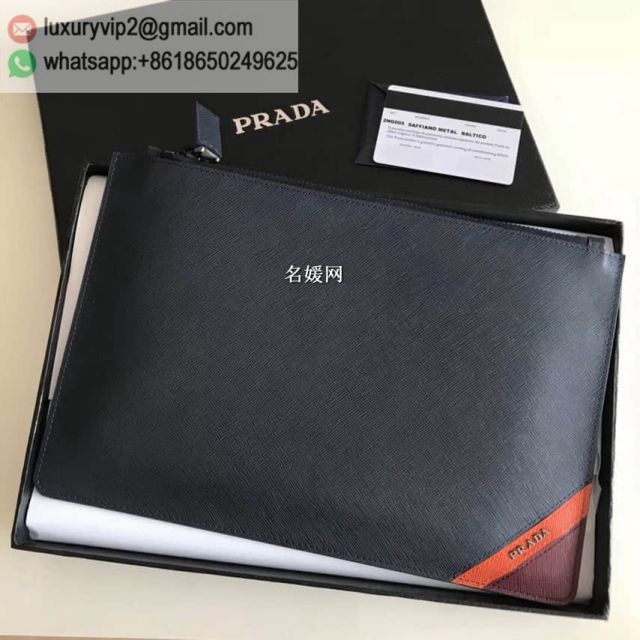 PRADA Navy Red Mixed 2NG005 Men Clutch Bags