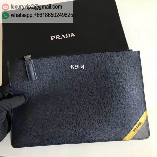 PRADA Navy Mixed 2NG005 Men Clutch Bags