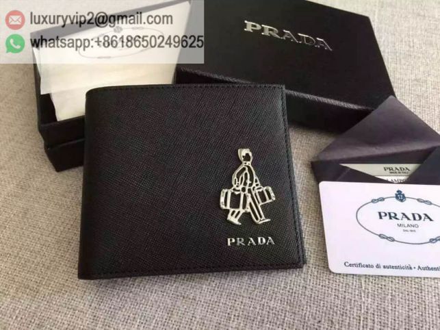 PRADA Leather Short 2M0513 Black Men Wallets