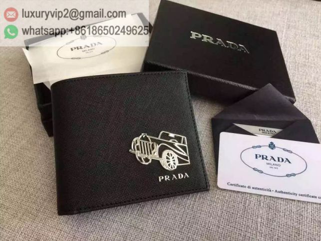 PRADA Leather Short 2M0513 Black Men Wallets