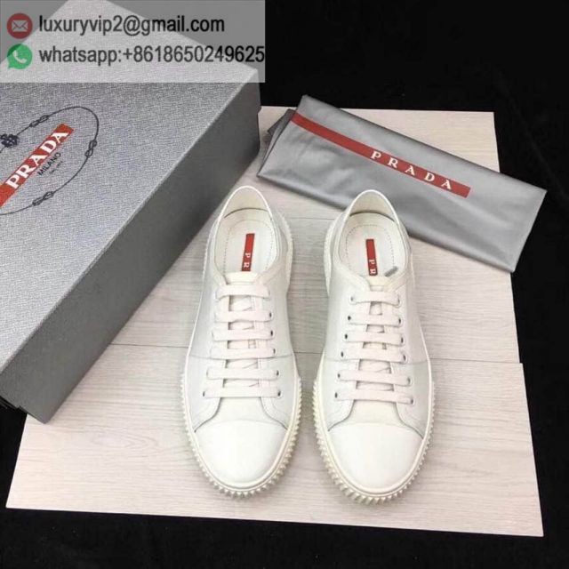 PRADA Leather White Men Sneakers