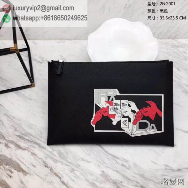 PRADA Leather 2NG001 Men Clutch Bags