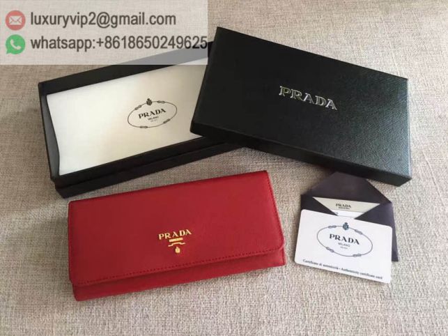 PRADA Leather 1M1132 Red Women Wallets