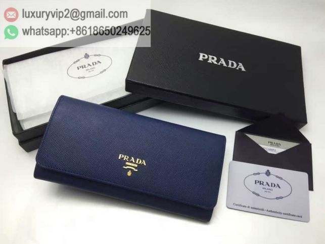 PRADA Leather 1M1132 Blue Women Wallets