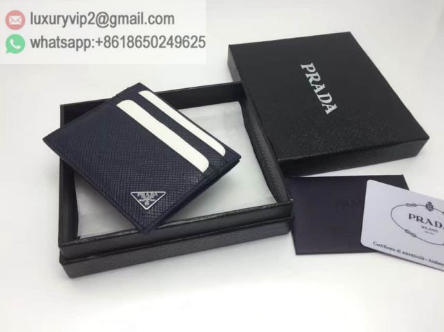 PRADA Leather Card Bags 2MC223 Navy Men Wallets