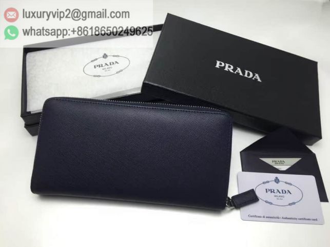 PRADA Leather 2M1264 Navy Zip Men Wallets