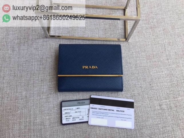 PRADA Flap Short 1MH523 Blue Women Wallets