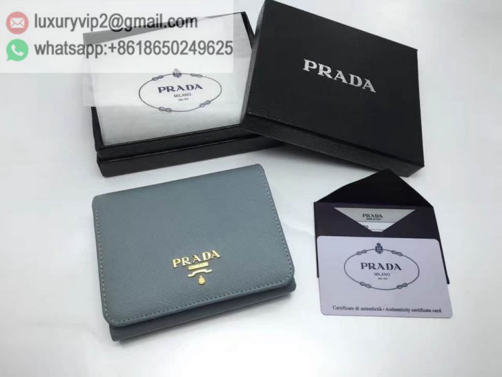 PRADA Tri-fold Short 1M0176 Blue Women Wallets