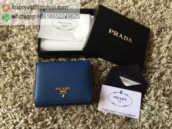 PRADA Tri-fold Short 1M0176 Blue Women Wallets