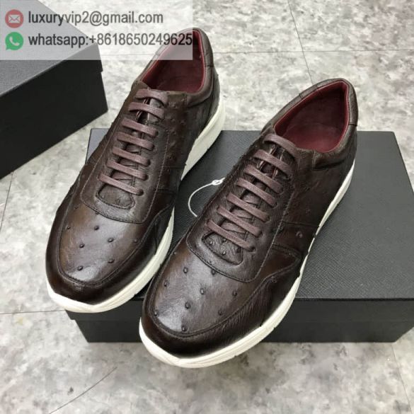 PRADA 2018 Ostrich Men Leather Sneakers