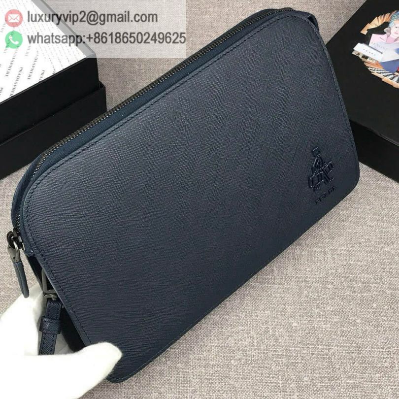 PRADA 2VF056 Navy Men Clutch Bags