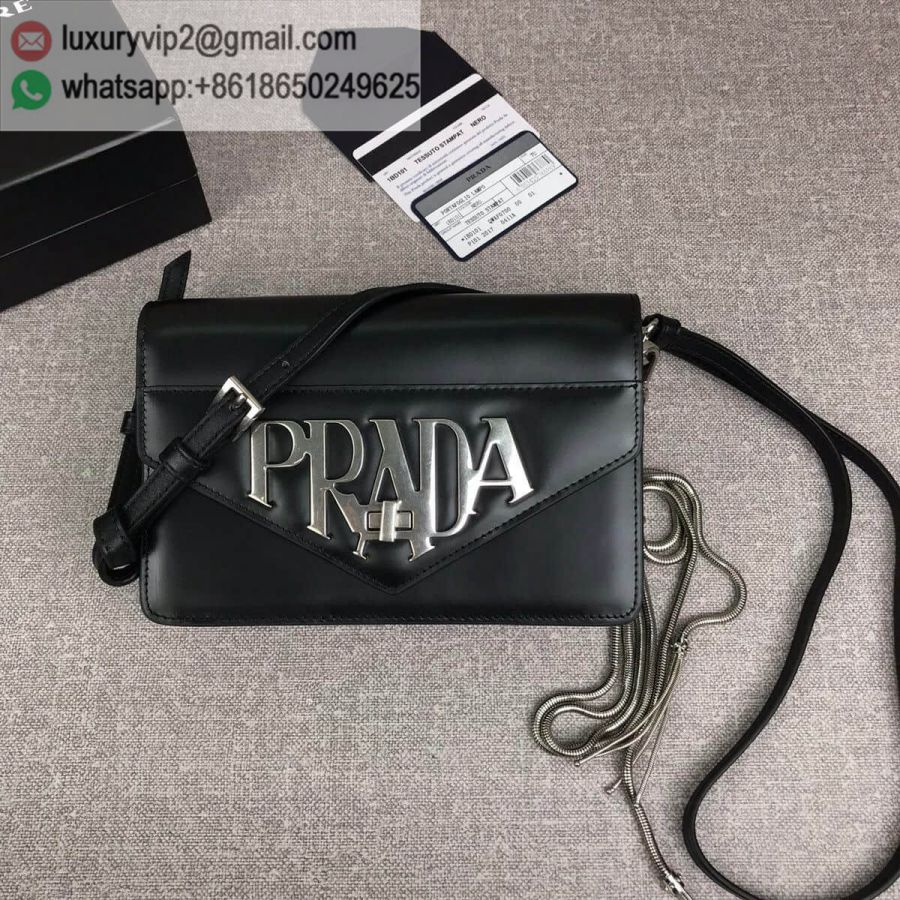 PRADA logo Crossbody 1BD101 Black Women Shoulder Bags