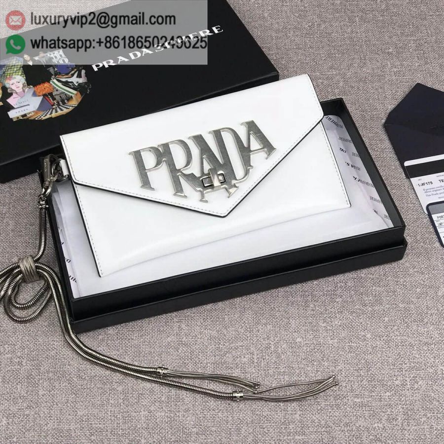 PRADA logo 1MF175 White Women Clutch Bags