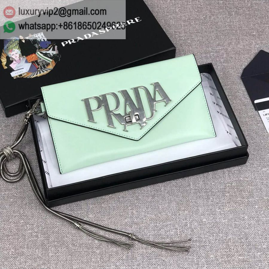 PRADA logo 1MF175 Green Women Clutch Bags