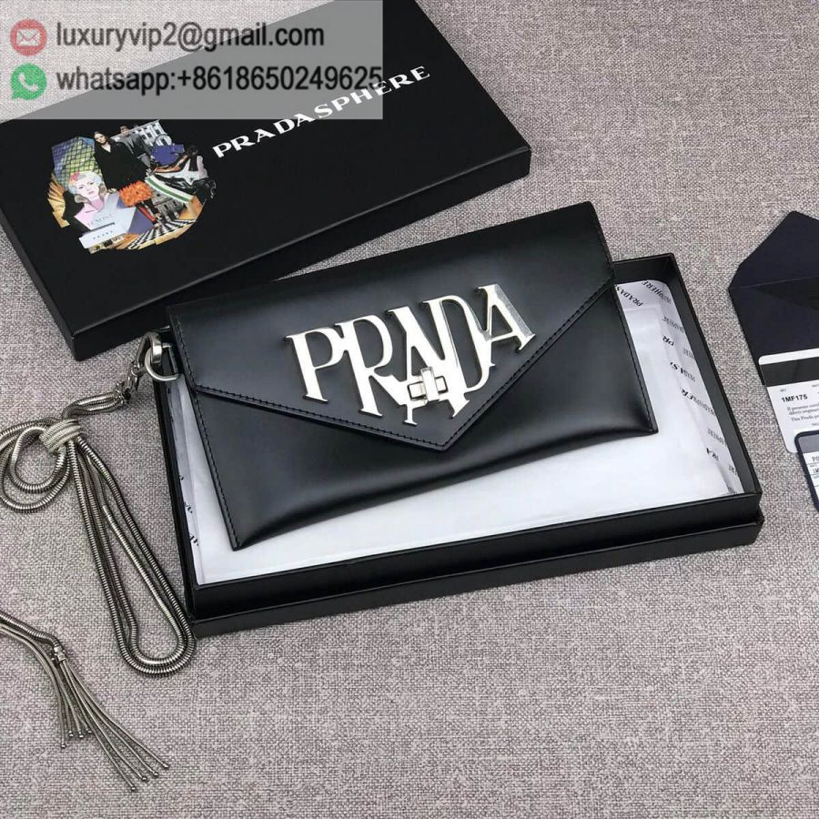 PRADA logo 1MF175 Black Women Clutch Bags