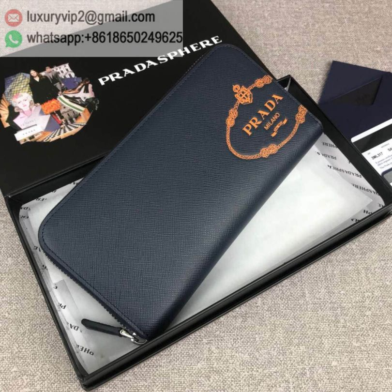 PRADA Zip 2ML317 Navy Men Wallets