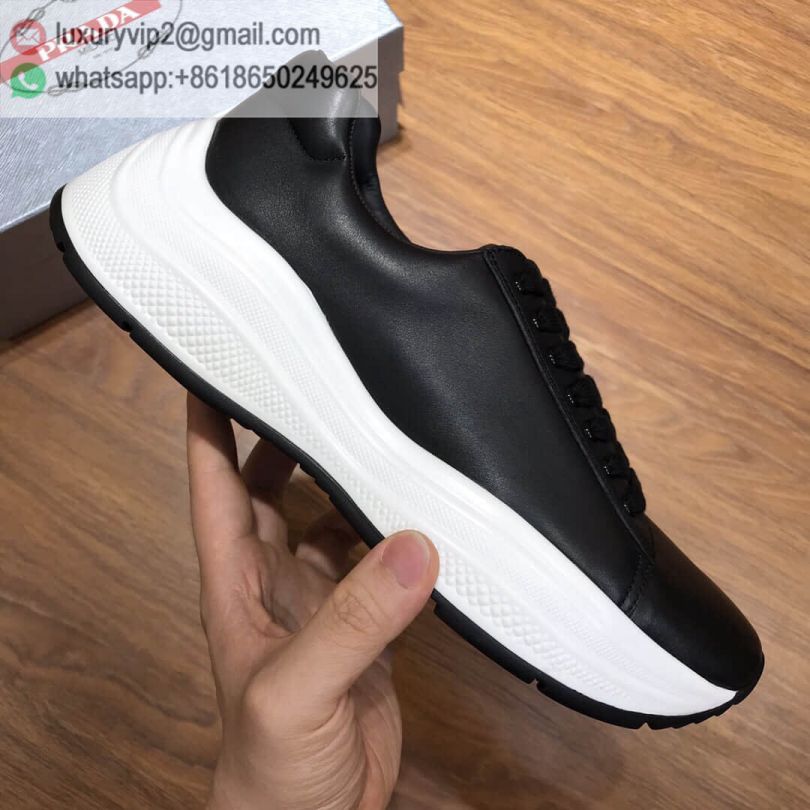 PRADA Black Men Leather Sneakers