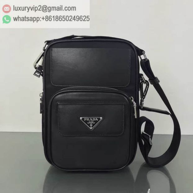 PRADA Leather Crossbody #0914 Men Shoulder Bags