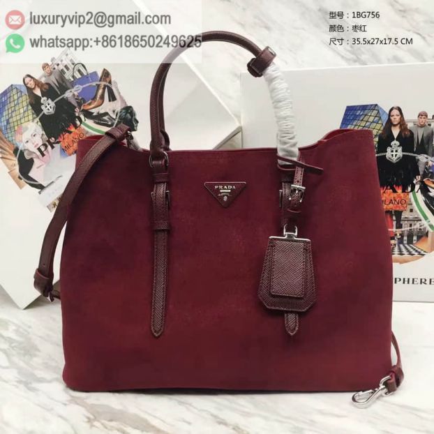 PRADA Burgundy 1BG820 Women Tote Bags