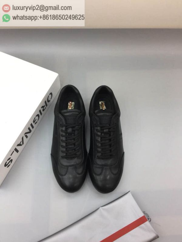 PRADA Black Men Causal Leather Shoes