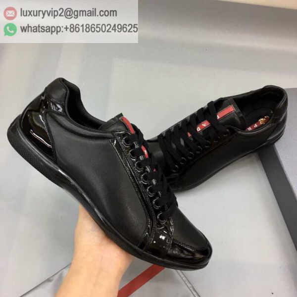 PRADA Black Men Causal Leather Shoes