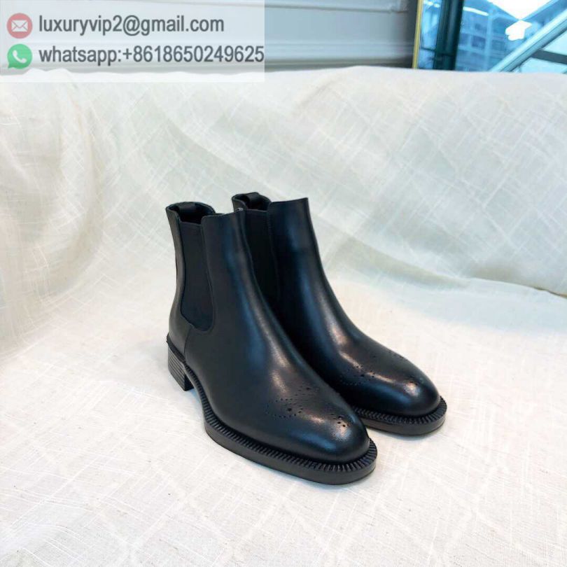 PRADA Black Patent Black Matt Leather Martin Boots Women Shoes