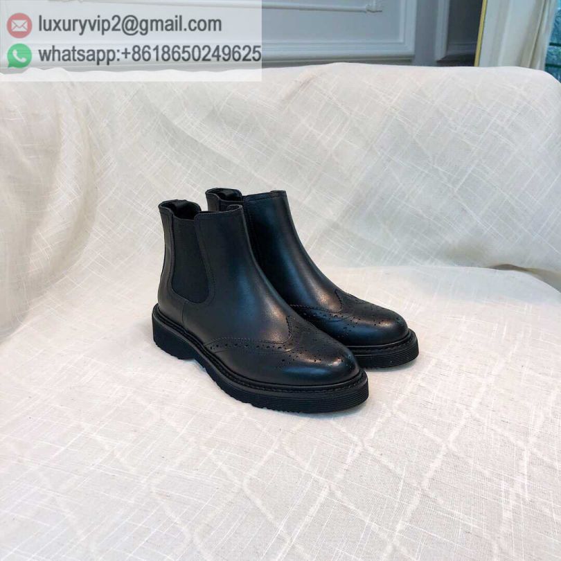 PRADA Black Patent Black Matt Leather Martin Boots Women Shoes