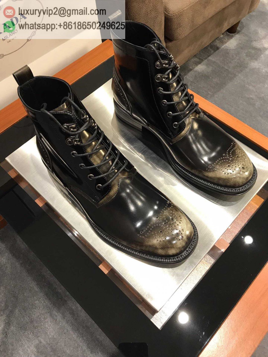 PRADA 2019 Leather Men Ankle Boots