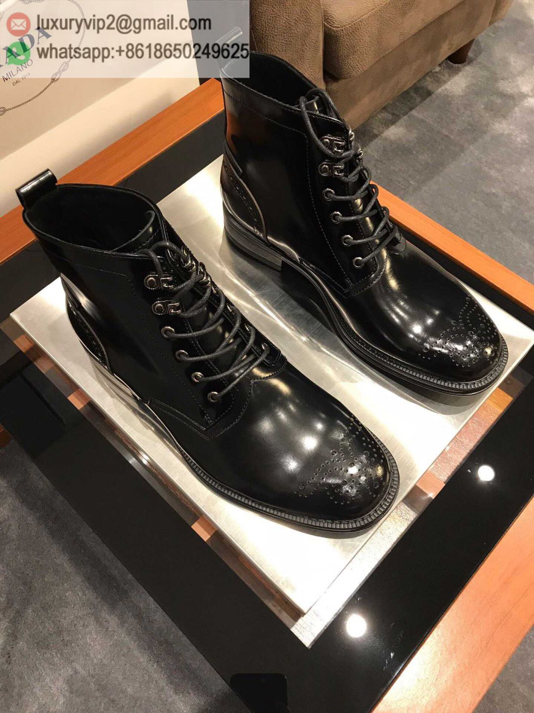 PRADA 2019 Leather Men Ankle Boots