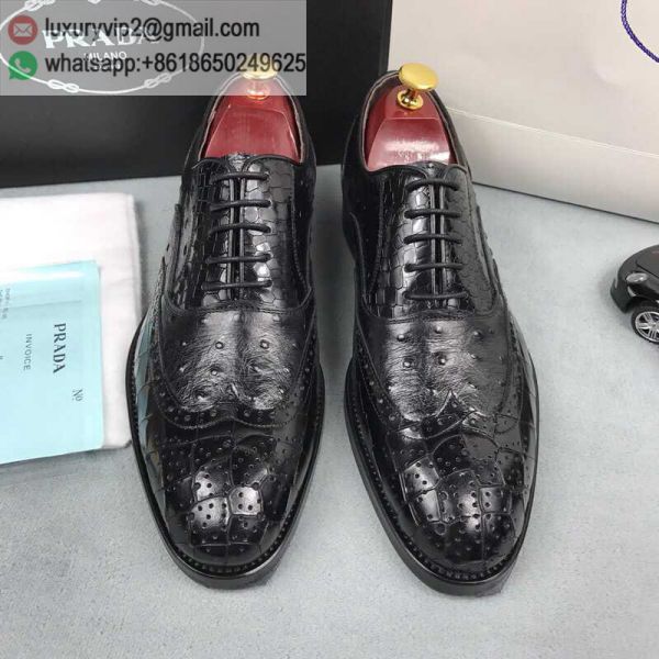 PRADA 8538 105 Crocodile Pattern Men Leather Shoes