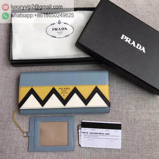 PRADA Blue Flap 1MH132 Women Wallets