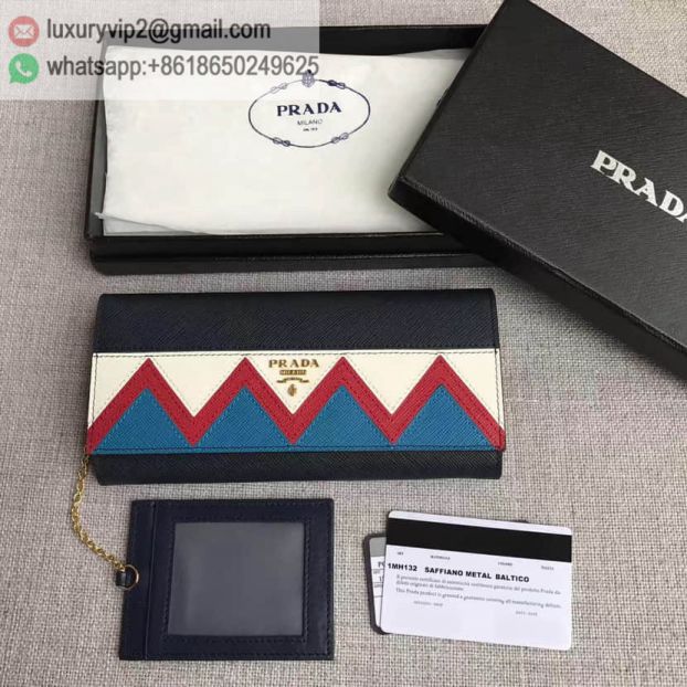 PRADA Navy Flap 1MH132 Women Wallets