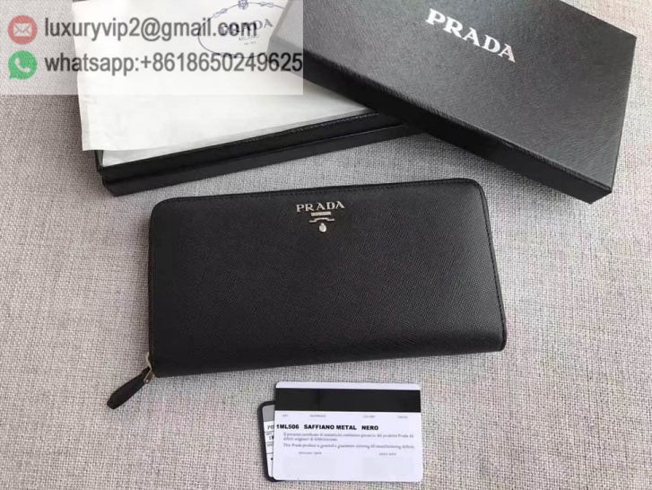 PRADA Black Zip 1ML506 Men Wallets