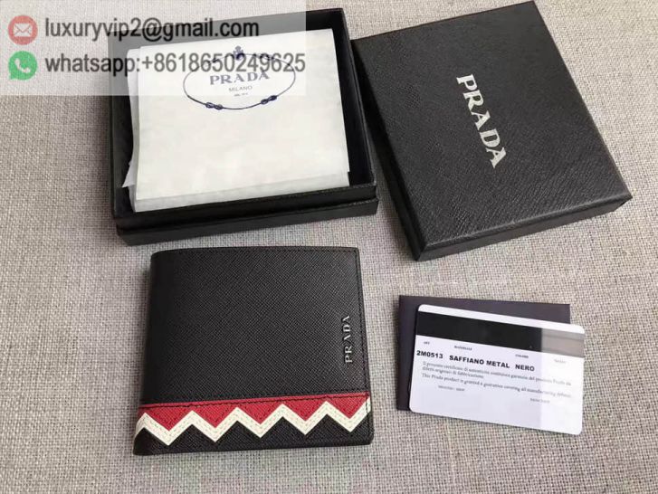 PRADA Mixed Leather Short Bi-fold 2M0513 Men Wallets