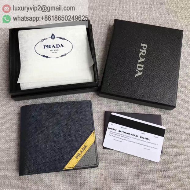 PRADA Navy Mixed 2M0513 Men Wallets