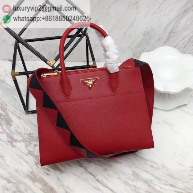 PRADA Red Leather 1BA102 Women Tote Bags