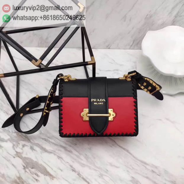 2017 PRADA Red Leather 1BD045 Women Shoulder Bags