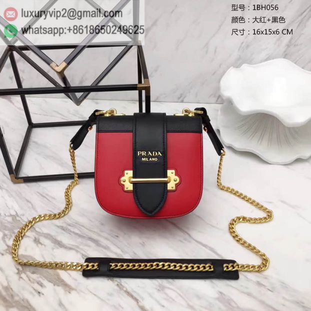 2017 PRADA Red Black Chain 1BH056 Women Shoulder Bags