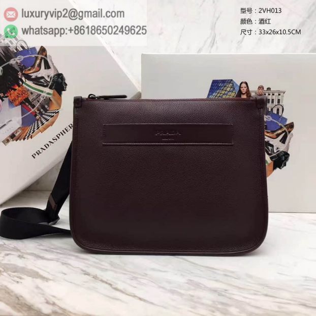 PRADA Burgundy Leather Crossbody 2VD013 Men Shoulder Bags