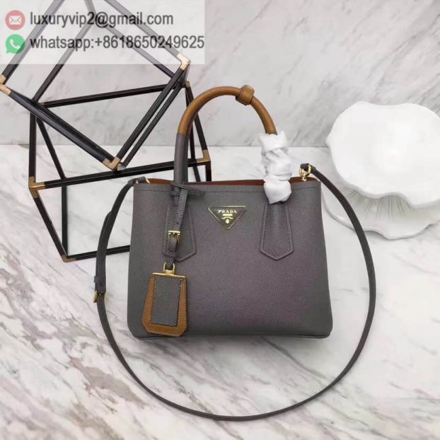 PRADA Leather mini 1BG886 Grey Women Tote Bags