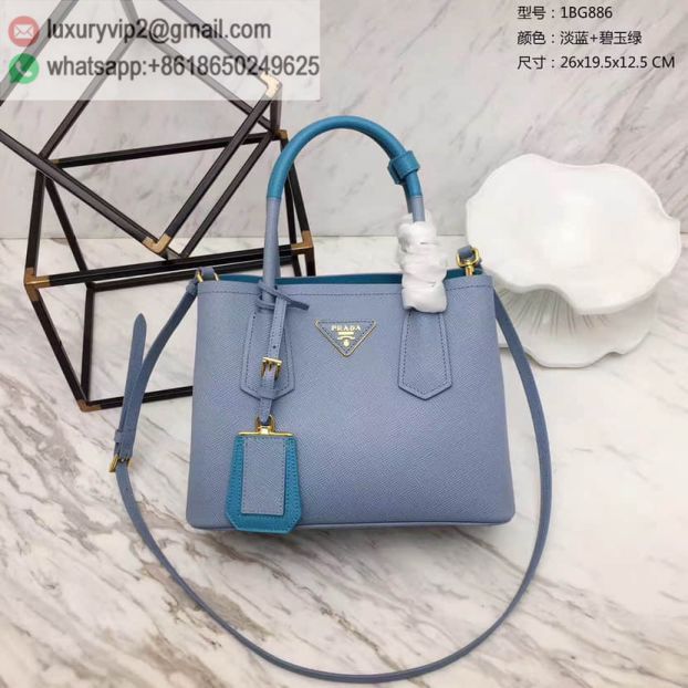 PRADA Leather mini 1BG886 Blue Green Women Tote Bags