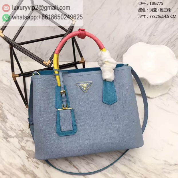 PRADA Leather mini 1BG775 Blue Green Women Tote Bags