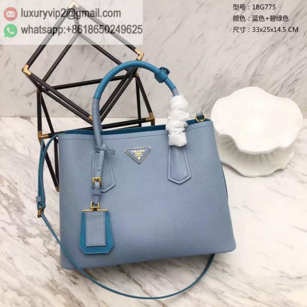 PRADA Leather mini 1BG775 Blue Green Women Tote Bags