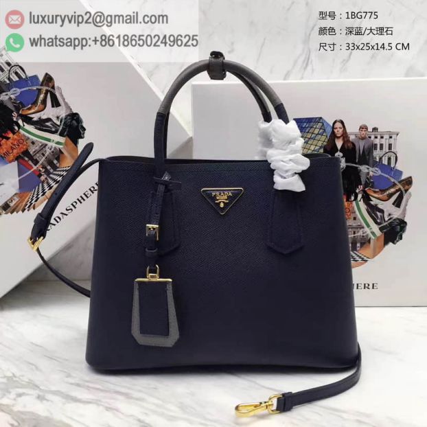 PRADA Leather mini 1BG775 Navy Women Tote Bags